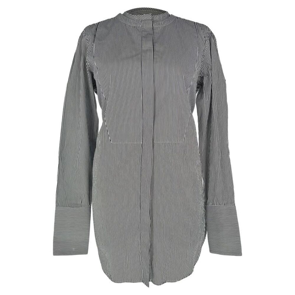 Celine Striped Long Sleeve Shirt in Black Cotton